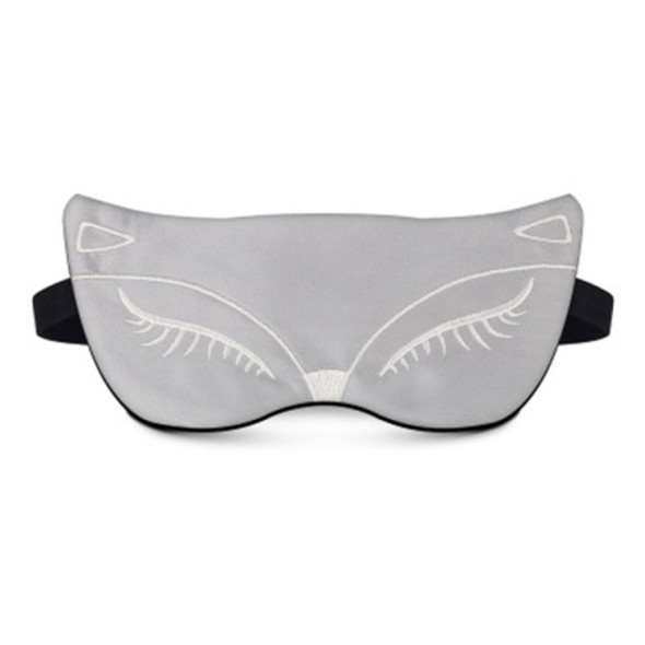 2 PCS Fox Embroidery Eyepatch Sleeping Aid Blindfold Travel Ice Sleep Eye Mask(Grey)