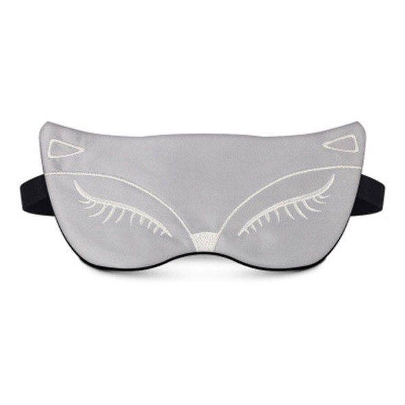 2 PCS Fox Embroidery Eyepatch Sleeping Aid Blindfold Travel Ice Sleep Eye Mask(Grey)