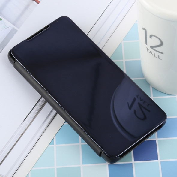 PU Electroplating Mirror Horizontal Flip Leather Case for Galaxy S10 Plus, with Holder(Black)