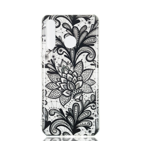 Black Flower Pattern Highly Transparent TPU Protective Case for Huawei P30 Lite