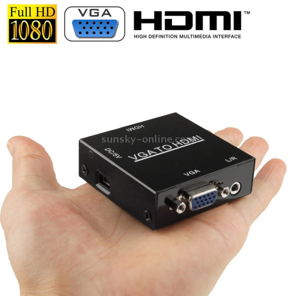 HD 1080P HDMI Mini VGA to HDMI Scaler Box Audio Video Digital Converter Adapter for PC / HDTV