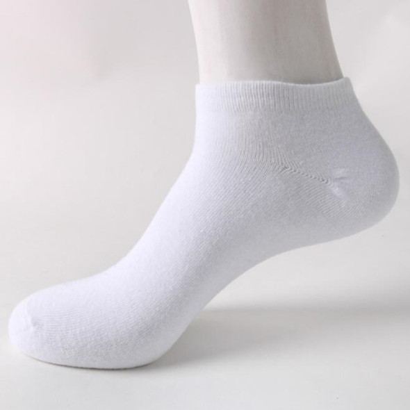 Spring and Summer Cotton Socks Men Sports Deodorant Boat Socks Solid Color Short Socks, Size:One Size(White)