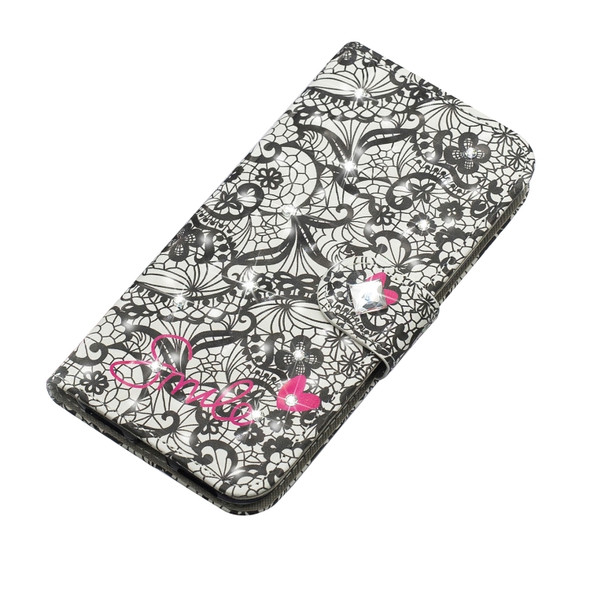 3D Diamond Encrusted Painting Pattern Coloured Drawing Horizontal Flip PU Leather Case with Holder & Card Slots & Wallet For Galaxy S9(Lace Flower)