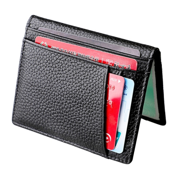 KB173 Ultrathin Litchi Texture Leather Card Holder Certificate Bag (Black)