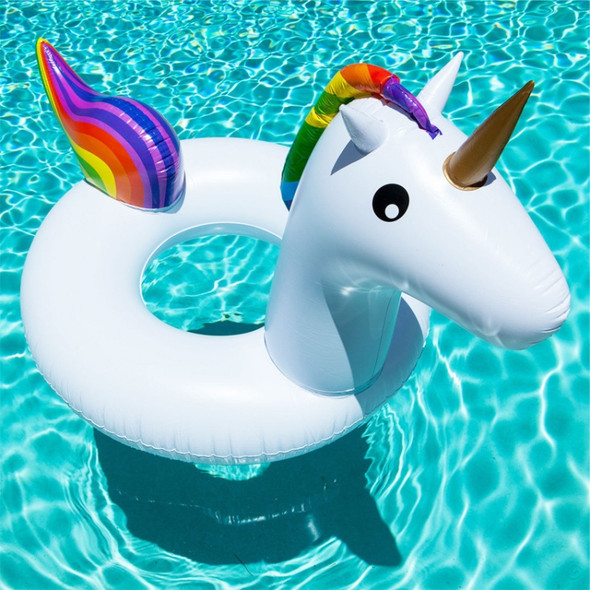 Summer Inflatable Unicorn Shaped Float Pool Lounge Swimming Ring Floating Bed Raft, Size: 90cm