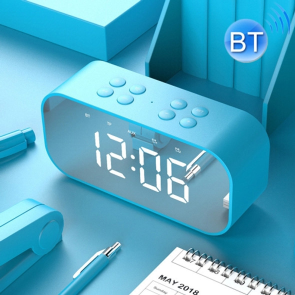 AEC BT501 Bluetooth 5.0 Mini Speaker with LED & Alarm Clock & Clock & Mirror, Support 32G TF Card(Blue)