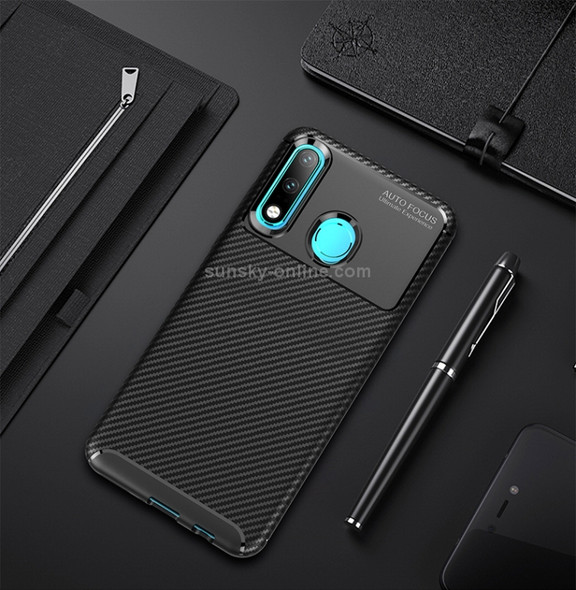 Carbon Fiber Texture Shockproof TPU Case for Huawei P30 Lite (Black)