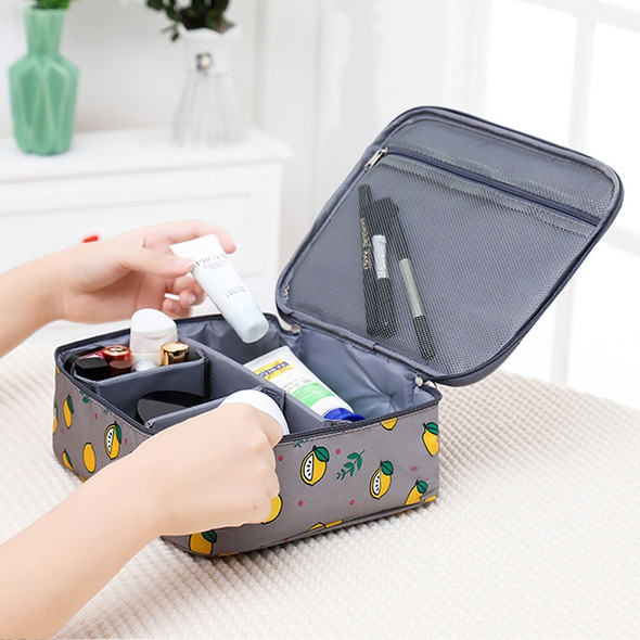 Large Capacity Portable Lady Waterproof Padded Travel Cosmetic Bag Beautician Storage Bags Women Makeup Bag(Style B Grey Lemon)