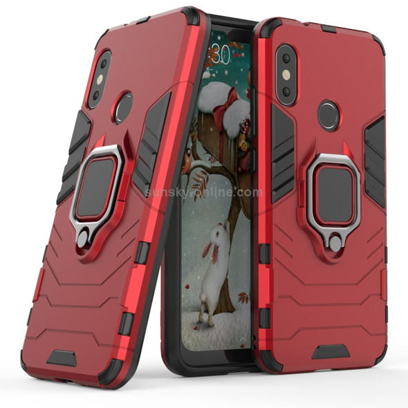 PC + TPU Shockproof Protective Case for Xiaomi Redmi 6 Pro / MI A2 lite, with Magnetic Ring Holder (Red)