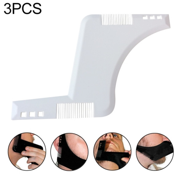 3 PCS Double-sided Beard Comb Molding Template Tool Beard Shaping Styling Tool With Inbuilt Comb(White)