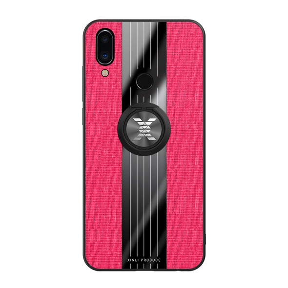 For Meizu Note 9 XINLI Stitching Cloth Texture Shockproof TPU Protective Case with Ring Holder(Red)