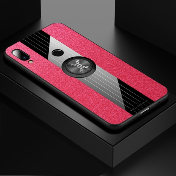 For Meizu Note 9 XINLI Stitching Cloth Texture Shockproof TPU Protective Case with Ring Holder(Red)