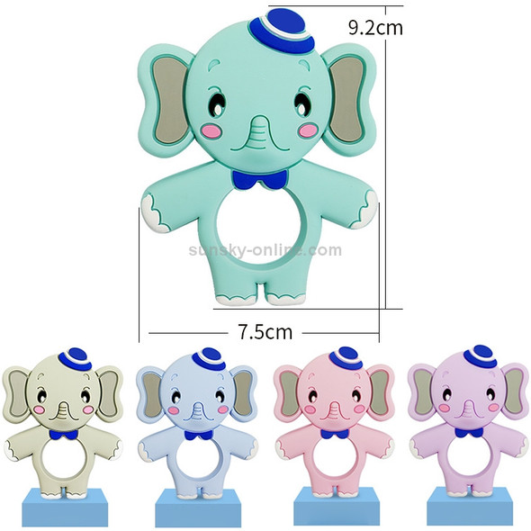 5 PCS Food Grade Silicone Teethers DIY Animal Baby Teether Infant Baby Silicone Toddler Toys(Elephant Green)