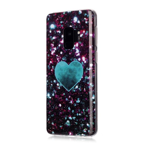 For Galaxy S9 Coloured Drawing Pattern IMD Workmanship Soft TPU Protective Case(Green Love)