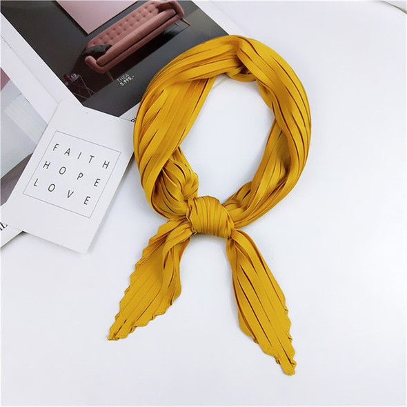 Ladies Retro Style Pleated Diamond Square Scarf Silk Scarf, Length: 70cm(Yellow)