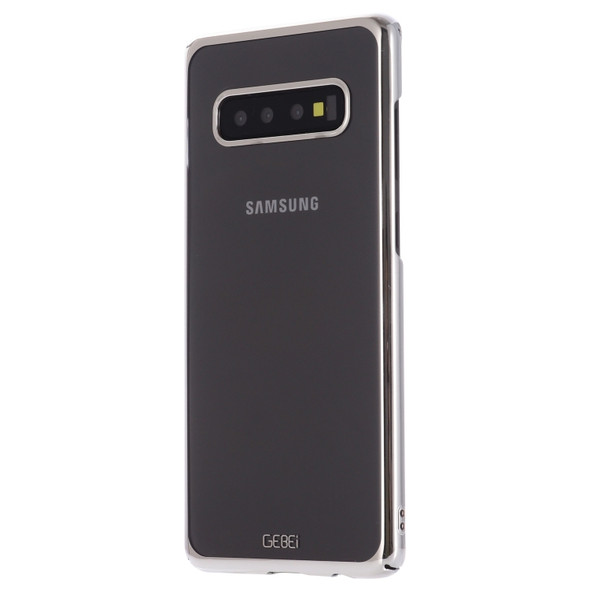 For Galaxy S10e GEBEI Shockproof  Plating PC Protective Case(Silver)