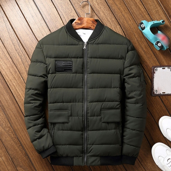 Comfortable Casual Loose Short Warm Down Jacket Cotton Coat (Color:Green Size:XXL)