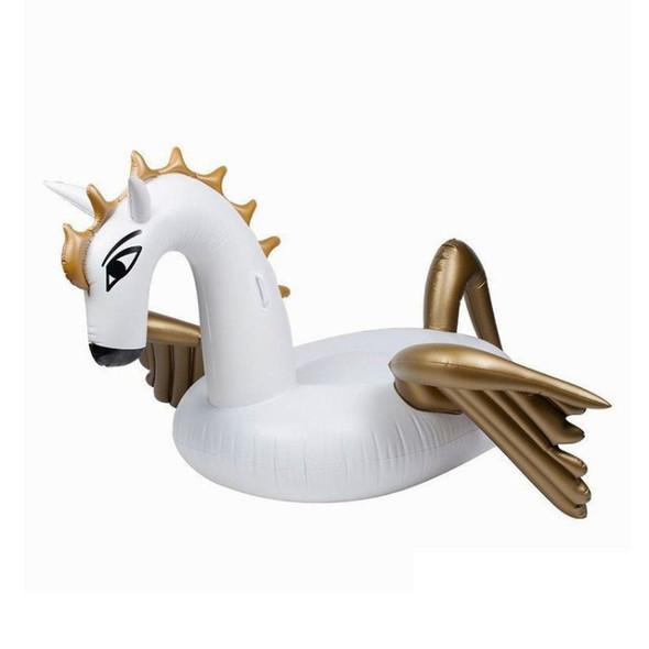 Inflatable Pegasus Shaped Floating Mat Swimming Ring, Inflated Size: 240 x 230 x 130cm(Gold)