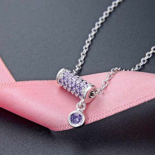 Women Fashion S925 Sterling Silver Small Waist Pendant Necklace (Purple)
