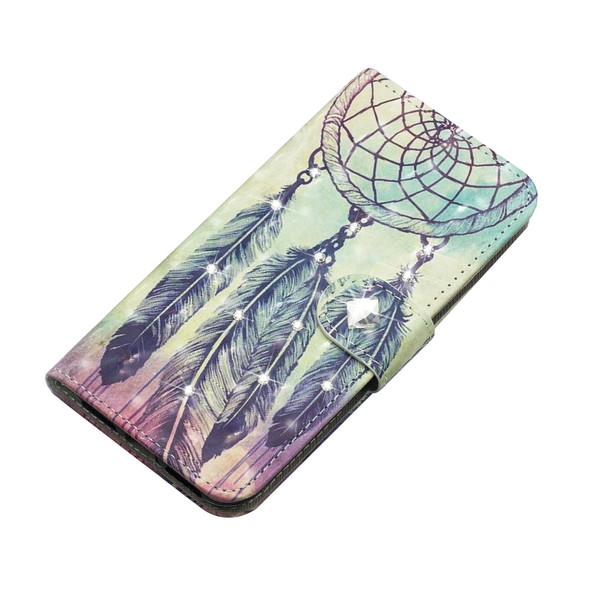 3D Diamond Encrusted Painting Pattern Coloured Drawing Horizontal Flip PU Leather Case with Holder & Card Slots & Wallet For Galaxy S10e(Feather Wind Chime)
