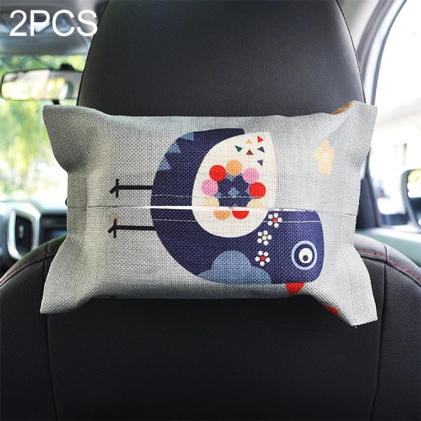 2 PCS Cartoon Cloth Car Seat Back Hanging Storage Tissue Case Box Container Towel Napkin Papers Bag Holder Box Case(Lucky bird)