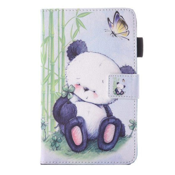 For Galaxy Tab E 8.0 / T377 Lovely Cartoon Panda Pattern Horizontal Flip Leather Case with Holder & Card Slots & Pen Slot