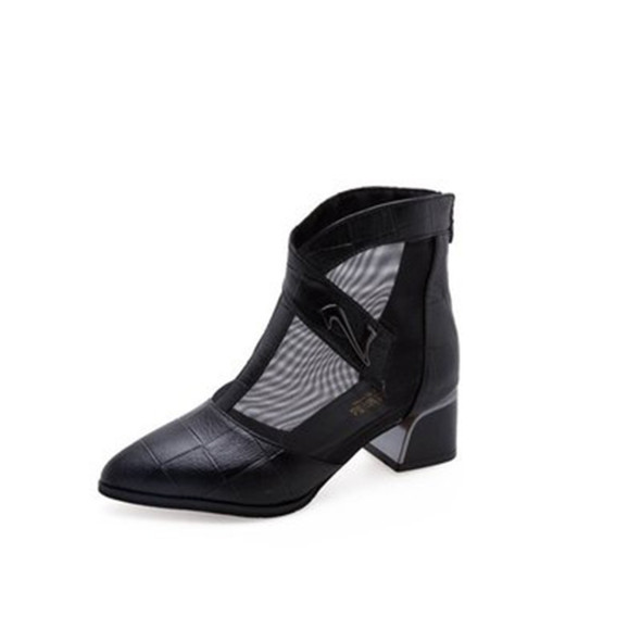 Mesh Fashion Pointed Head Breathable Hollow Boots, Shoe Size:38(Black)