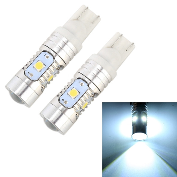 2 PCS T10 / W5W / 168 / 194 DC12V / 4.5W / 6000K / 360LM 6LEDs SMD-3030 Car Clearance Light, with Projector Lens Light (White Light)