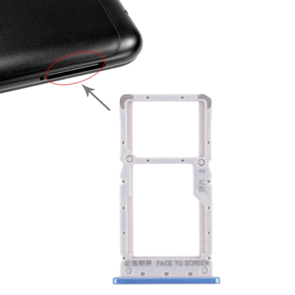 SIM Card Tray + SIM Card Tray / Micro SD Card Tray for Xiaomi Redmi Note 6 Pro (Blue)