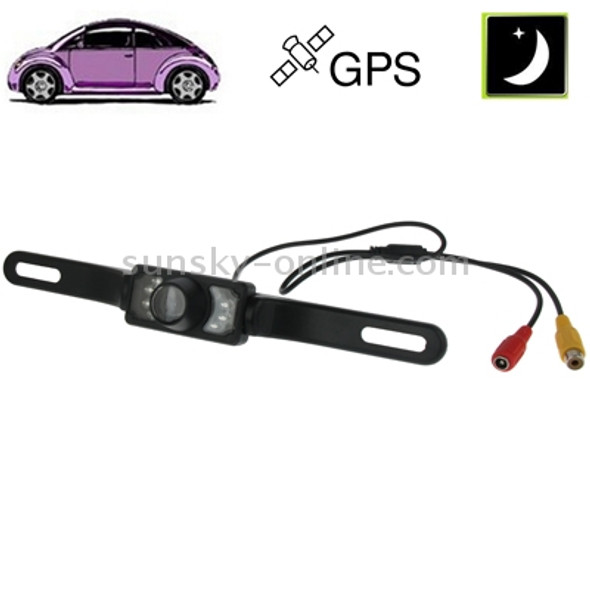 7 LED IR Infrared Waterproof Night Vision License Plate Frame Astern Backsight With Scaleplate, Support Installed in GPS Navigator, Wide Viewing Angle: 140 degree (YX001)(Black)