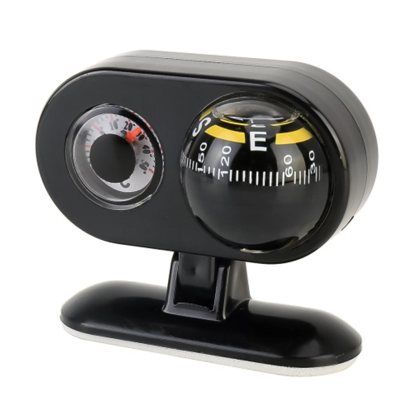 2 in 1 Guide Ball Car Guidance Compass Thermometer Cars Auto Dashboard(Black)