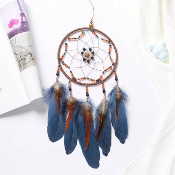 Party Creative Hand-Woven Crafts Dream Catcher Home Car Wall Hanging Decoration(Blue)
