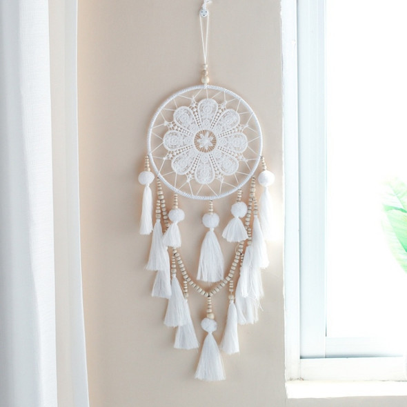 Party Creative Hand-Woven Crafts Dream Catcher Home Car Wall Hanging Decoration(White)
