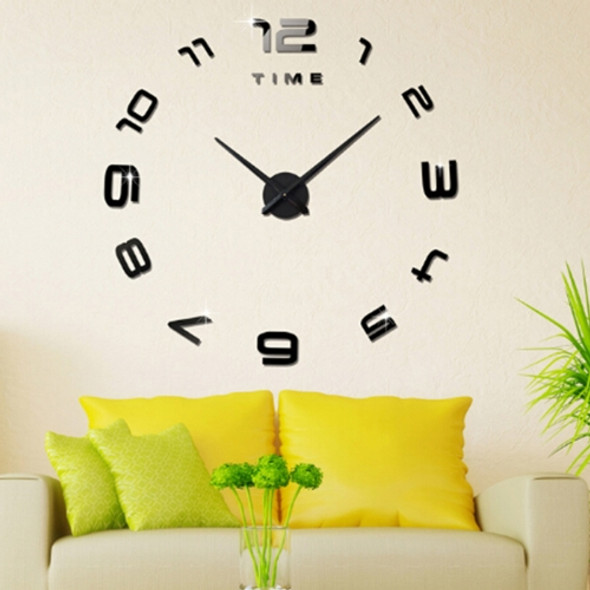 Bedroom Home Office Decoration Modern Frameless Large Number DIY 3D Mirror Wall Sticker Quiet Clock, Size: 100*100cm(Black)