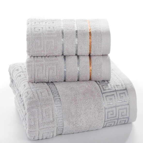 3 PCS Plaid Cotton Towel Bath Set(Dark Gray)