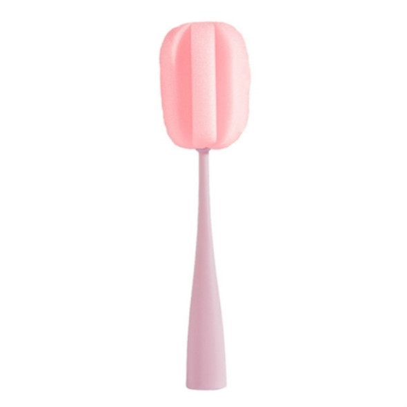 Long Handle Sponge Cup Brush Mug Cleaning Brush Bottle Brush Glass Cup Brush(Pink)