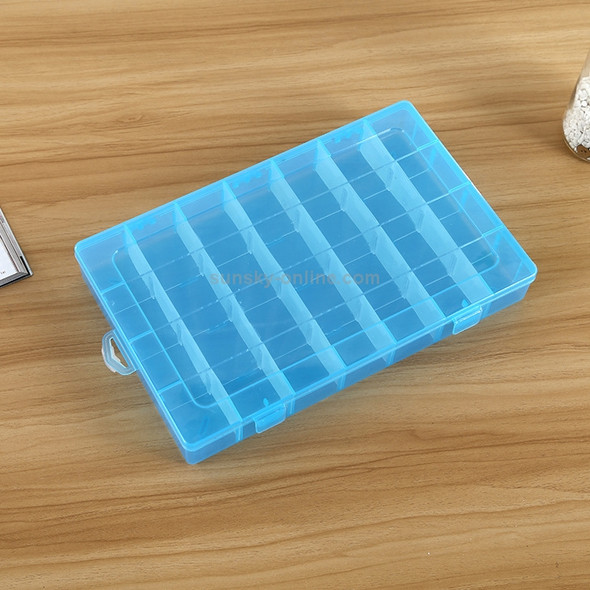 Plastic Organizer Container Storage Box 28 Slots Removable Grid Compartment for Jewelry Earring Fishing Hook Small Accessories(Blue)