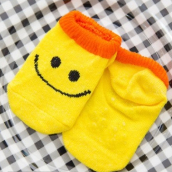 3 Pairs Cotton Children Baby Invisible Silicone Anti-skid Boat Socks, Kid Size:S(yellow smiley face)