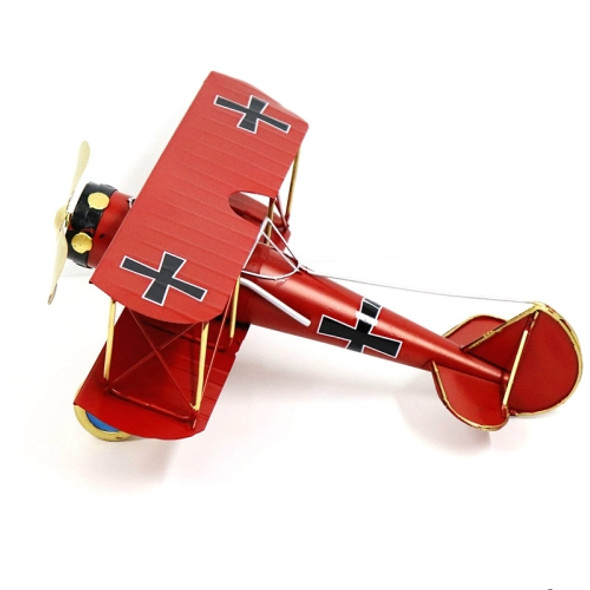 Home Decoration Ornaments Wrought Iron Crafts Retro Old Aircraft Model(Red)