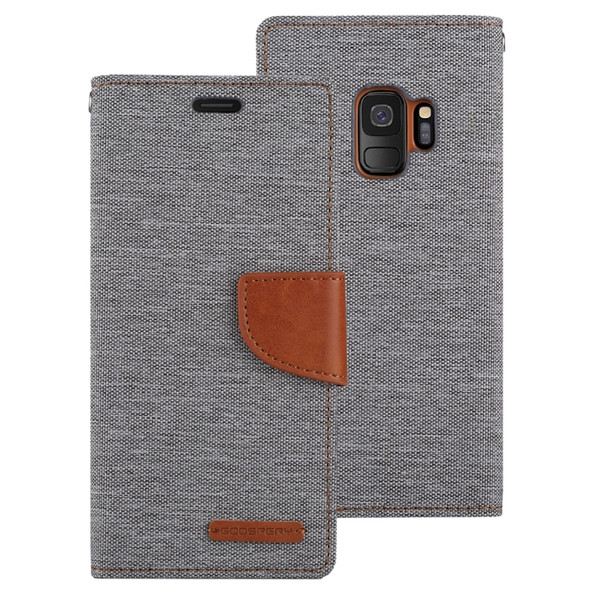 GOOSPERY CANVAS DIARY for Galaxy S9 Canvas Texture Horizontal Flip Leather Case with Holder & Card Slots & Wallet(Grey)