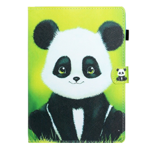 10 inch Universal Colored Drawing Horizontal Flip PU Leather Case with Holder & Card Slot(Panda)
