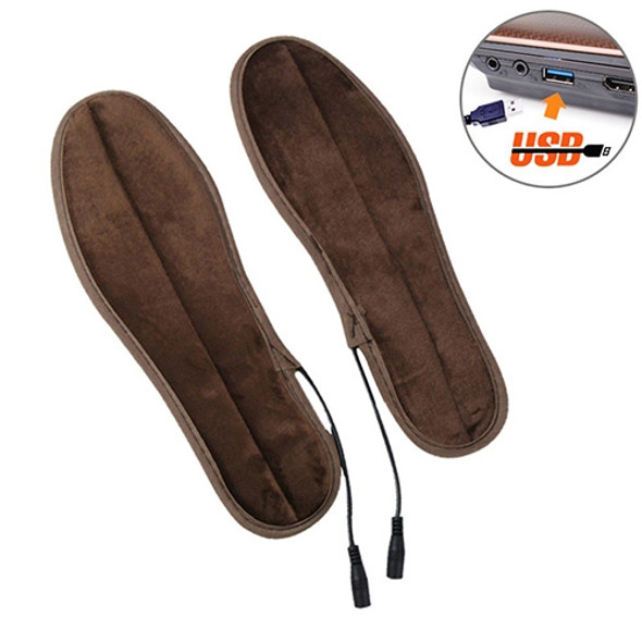 USB Electric Powered Heated Insoles Keep Feet Warm Pad with USB Cable, Size: 35-36 yard(Brown)