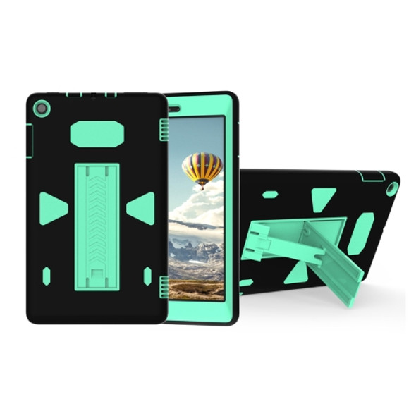 For Amazon Kindle Fire HD 8 2017 PC+Silicone Shockproof Protective Back Cover Case With Holder (Green + Black)
