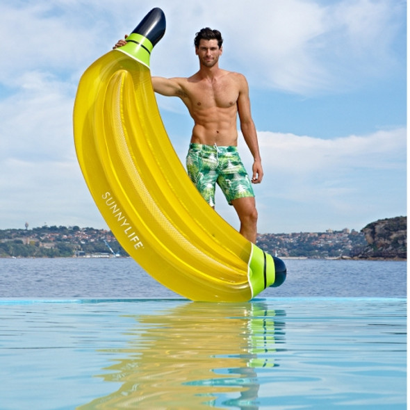Water Fun Inflatable Banana Shaped Pool Lounge Swimming Ring Floating Raft Floats, Size: 180*95cm