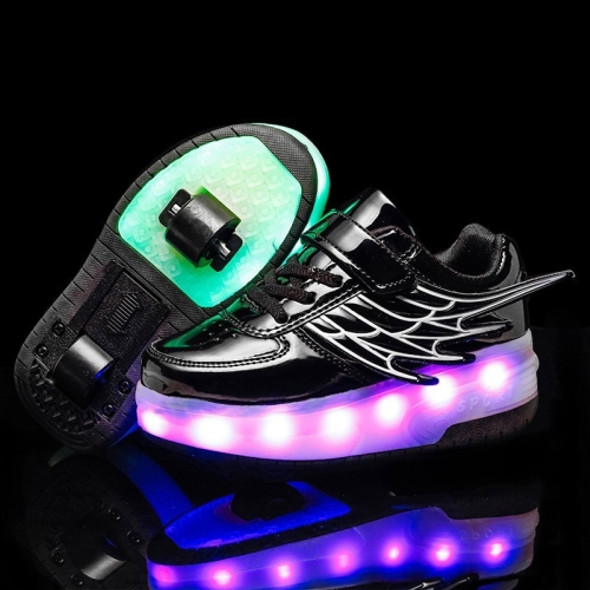 CD03 LED Double Wheel Wing Roller Skating Shoes, Size : 39(Black)