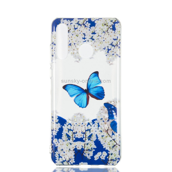 Blue Butterfly Pattern Highly Transparent TPU Protective Case for Huawei P30 Lite