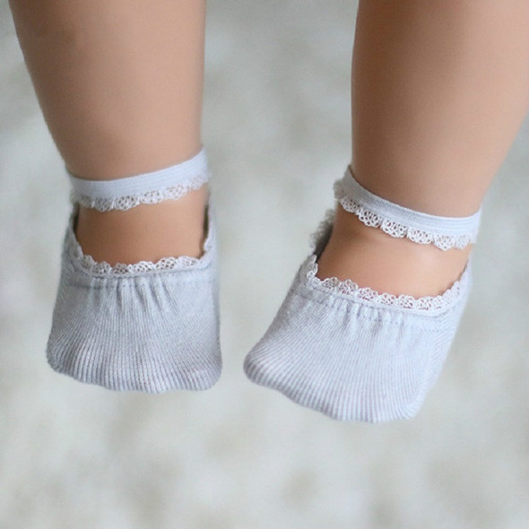 Lace Children Invisible Cotton Socks Baby Princess Sailoat Socks, Size:S(1243 Gray)