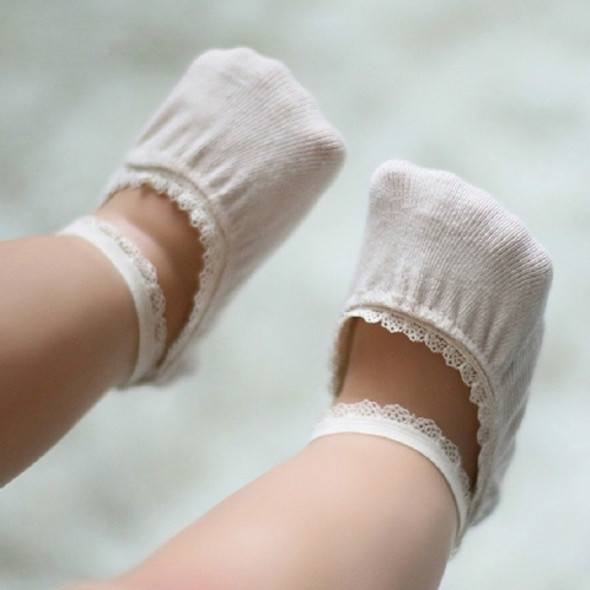 Lace Children Invisible Cotton Socks Baby Princess Sailoat Socks, Size:S(1243 Beige)