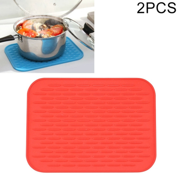 2 PCS Thicken Colorful Silicone Insulation Mat European Anti-burning Pot Pad Table Waterproof  Phone Pad(Red)