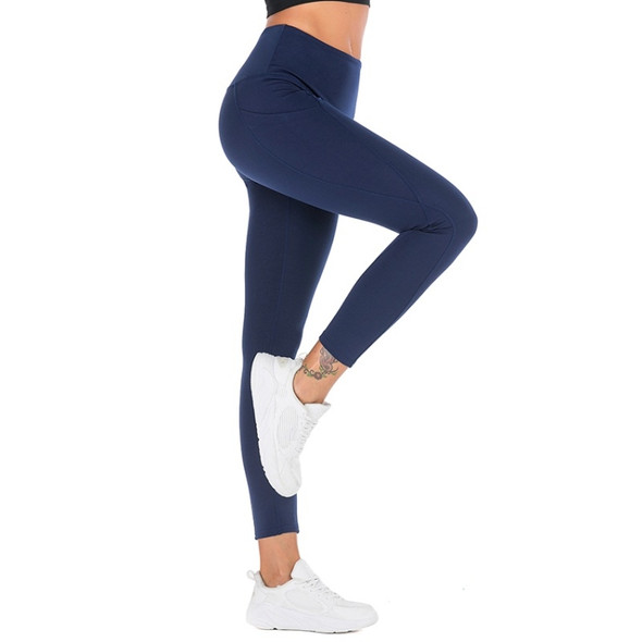 Running High Waist Tight Pantyhose Yoga (Color:Navy Blue Size:S)